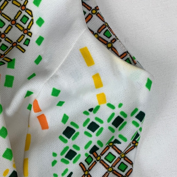 vintage 70s mini dress small medium print 60 Multicolor Geometric Pattern Shirt - Picture 4 of 10